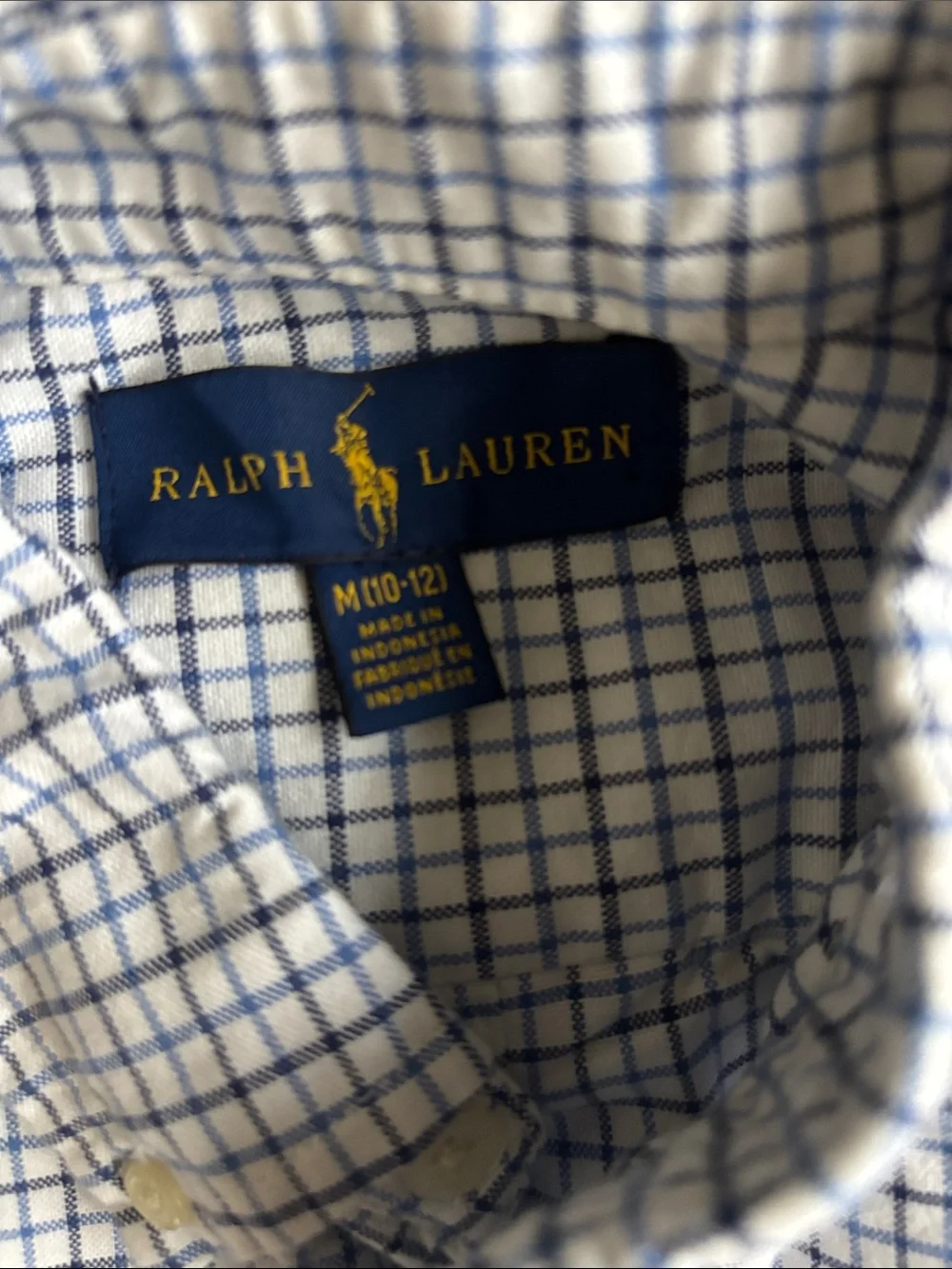 Ralph Lauren White Shirt with Blue Windowpane Check